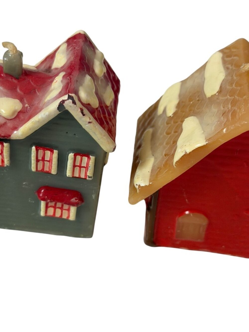 Vintage 1980s Russ Berrie Christmas Village House Candles Set of 4 Style 2294 Ma - Picture 3 of 6